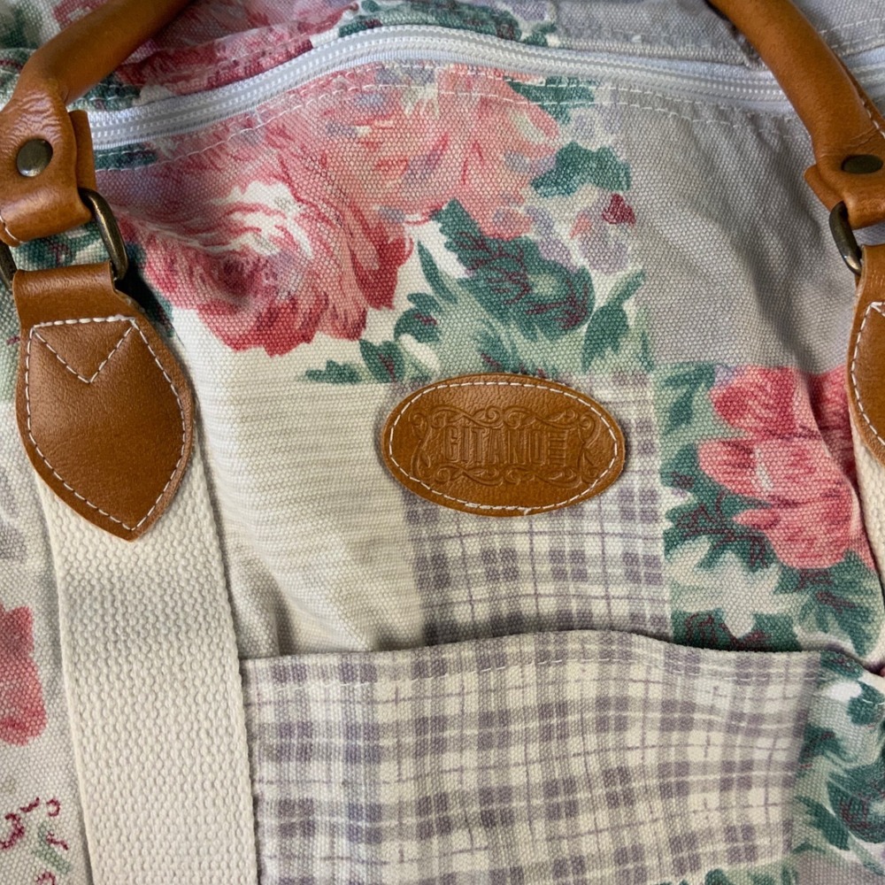 Gitano Vintage Floral Plaid Patchwork Duffle Bag … - image 5